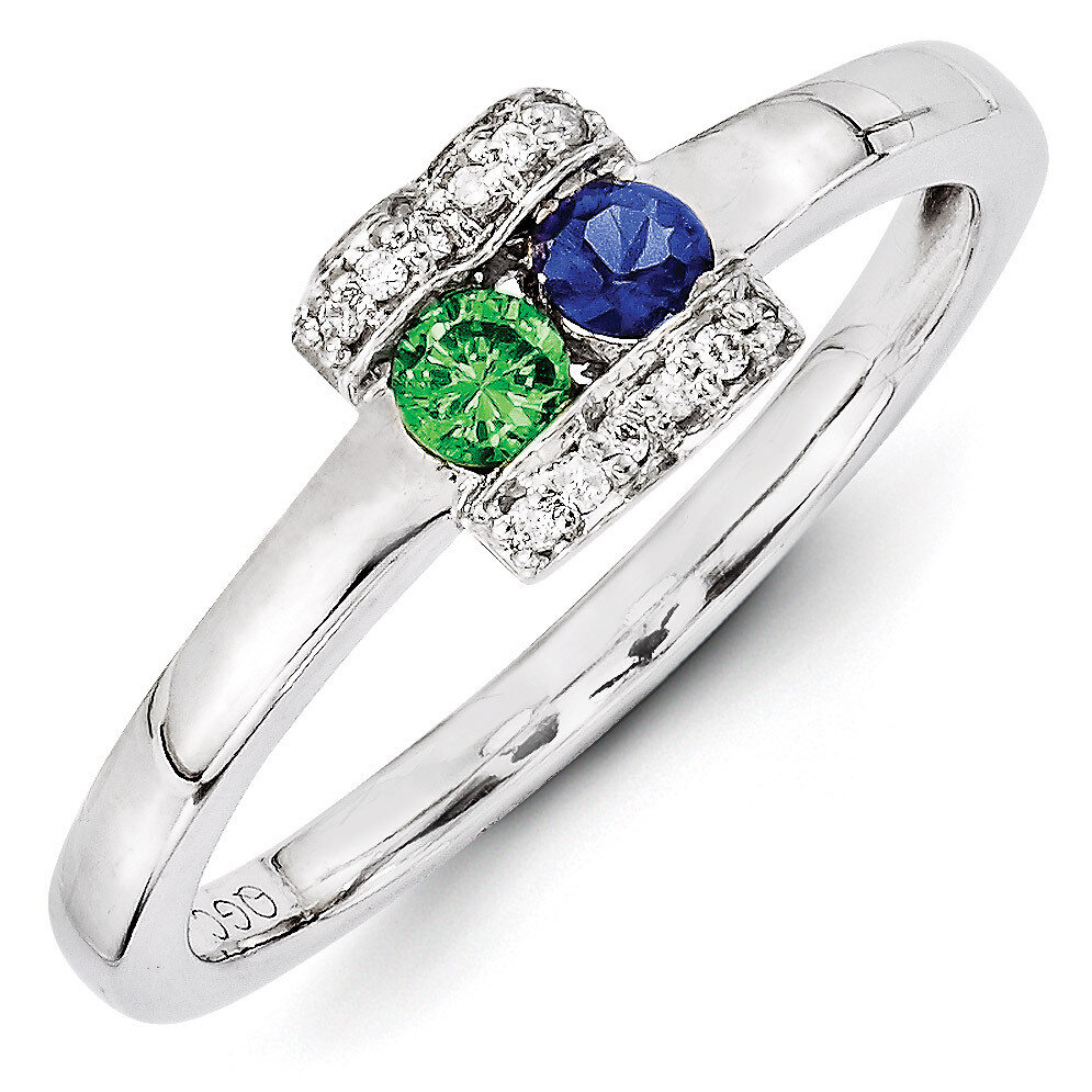 2 Birthstones Family Jewelry Diamond Semi-Set Ring 14k White Gold XMRW44/2, MPN: XMRW44/2, 88395742…