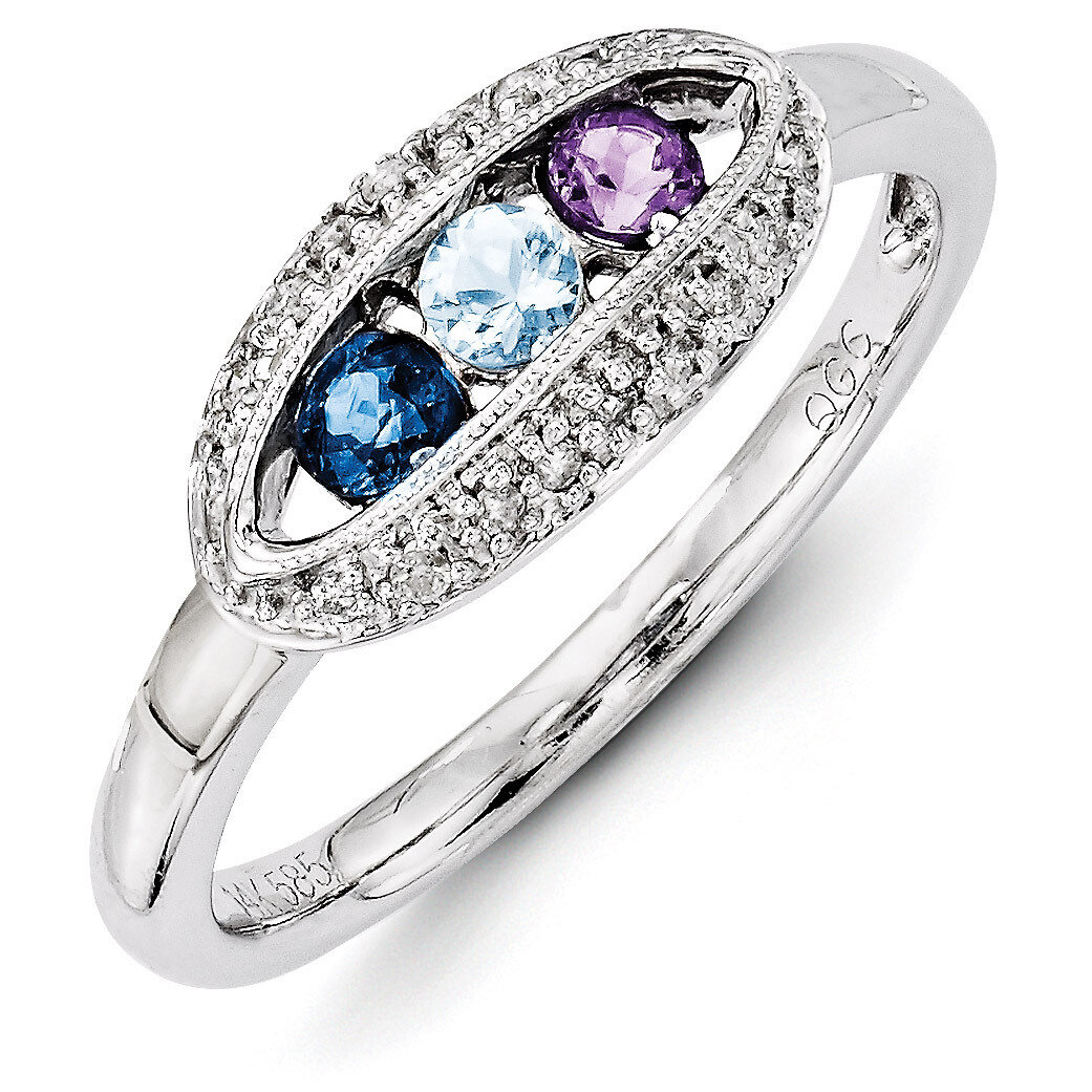 3 Birthstones Family Jewelry Diamond Semi-Set Ring 14k White Gold XMRW47/3, MPN: XMRW47/3, 88395742…