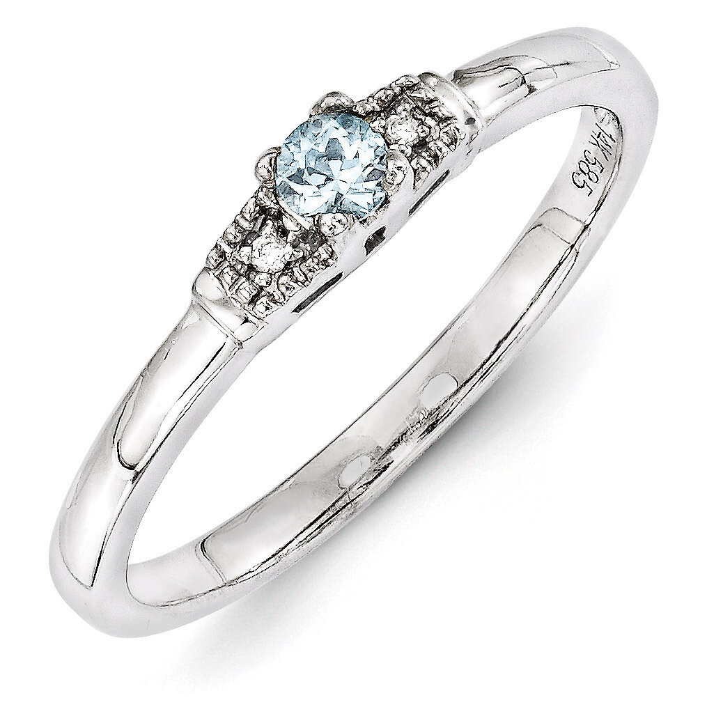 1 Birthstone Family Jewelry Diamond Semi-Set Ring 14k White Gold XMRW50/1