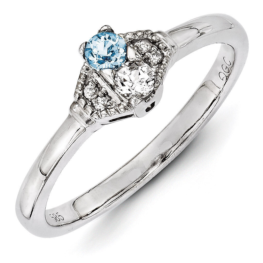 2 Birthstones Family Jewelry Diamond Semi-Set Ring 14k White Gold XMRW50/2