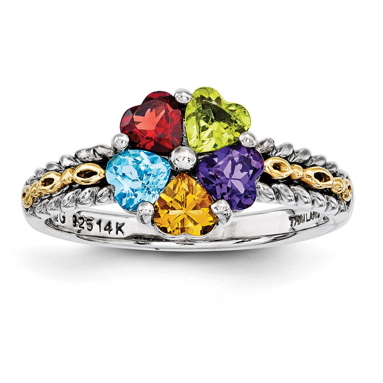 5 Birthstones &amp; 14k Five-stone Mother&#39;s Ring Sterling Silver QMR16/5-10, MPN: QMR16/5-10, 886774243…