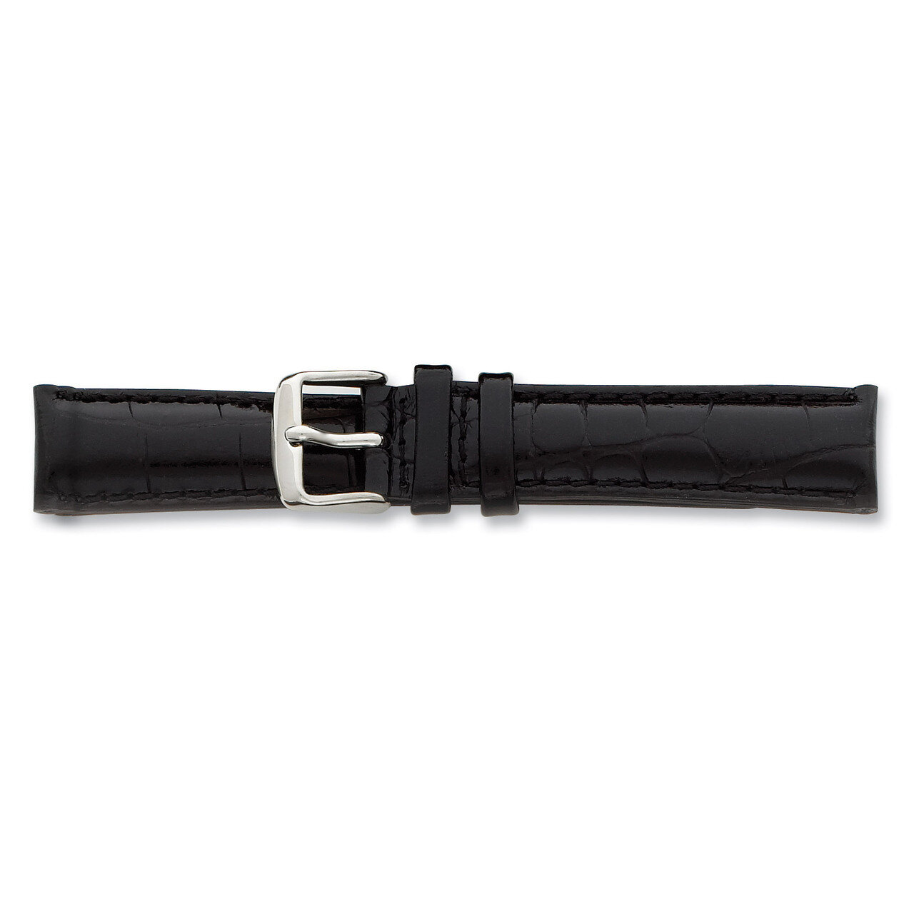 16mm Black Crocodile Chrono Watch Band 7.5 Inch Silver-tone Buckle BA100-16, MPN: BA100-16, 8867741…