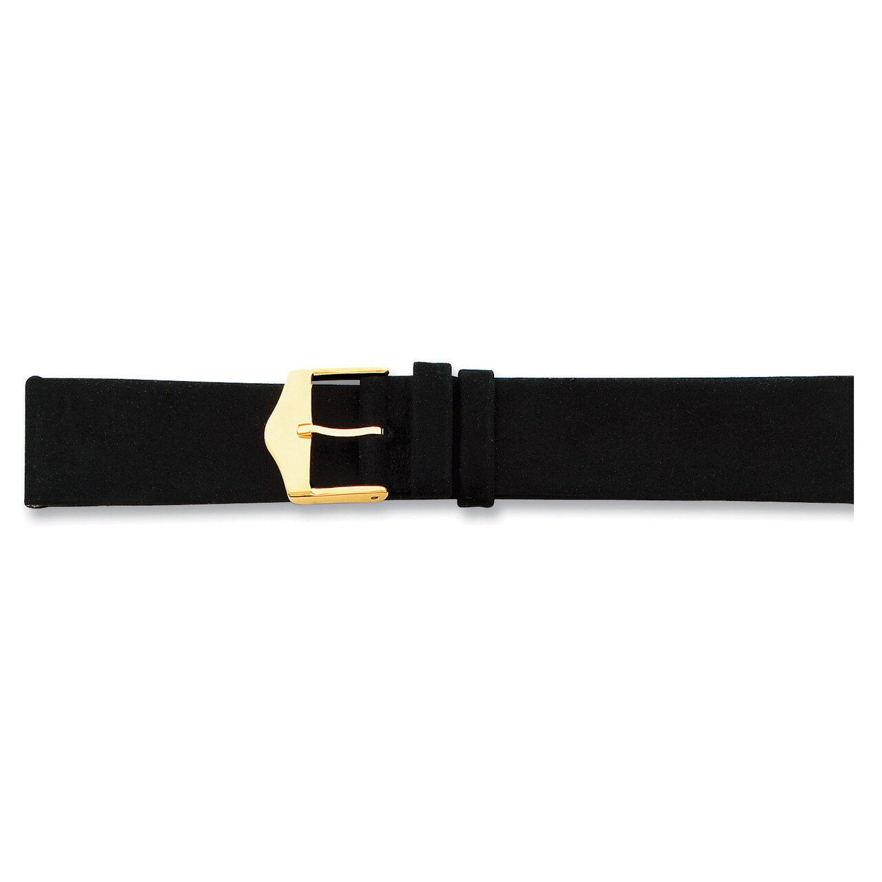 17mm Black Suede Leather Buckle Watch Band 7.5 Inch Gold-tone BA120-17