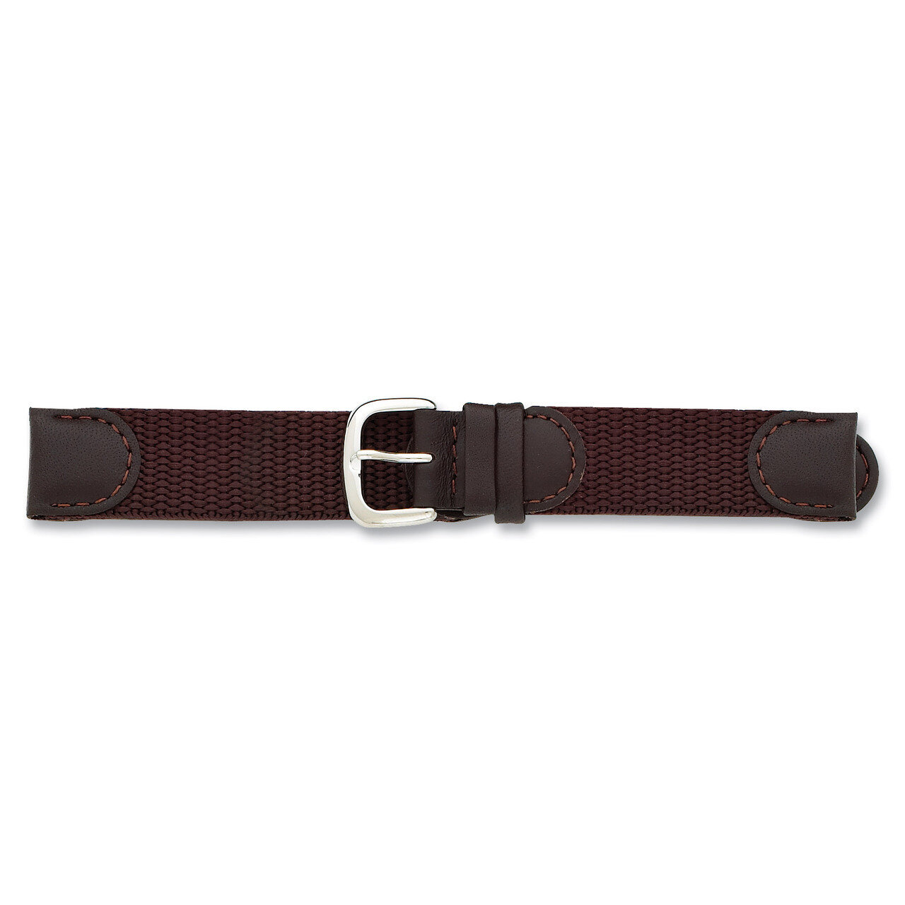 19mm Brown Army Style Fabric Watch Band 7.75 Inch Silver-tone Buckle BA139-19
