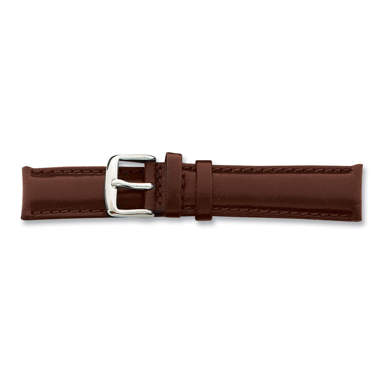 16mm Brown Smooth Leather Chrono Watch Band 7.5 Inch Silver-tone Buckle BA140-16, MPN: BA140-16, 88…