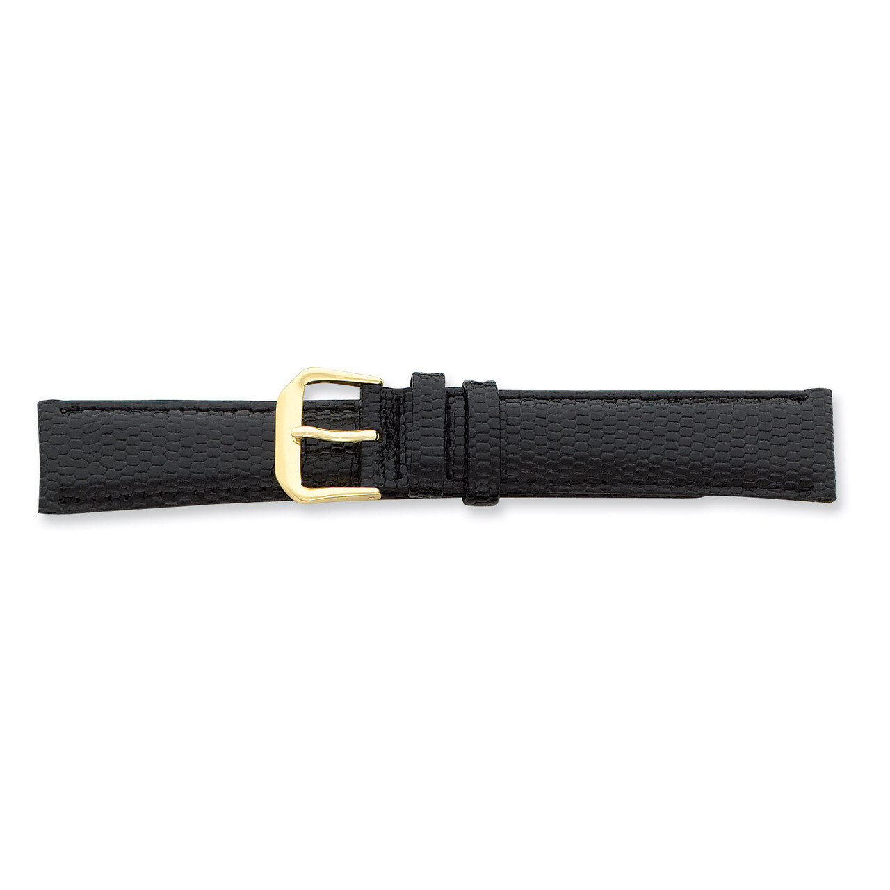 16mm Short Black Lizard Grain Leather Buckle Watch Band 6.75 Inch Gold-tone BA15S-16, MPN: BA15S-16…