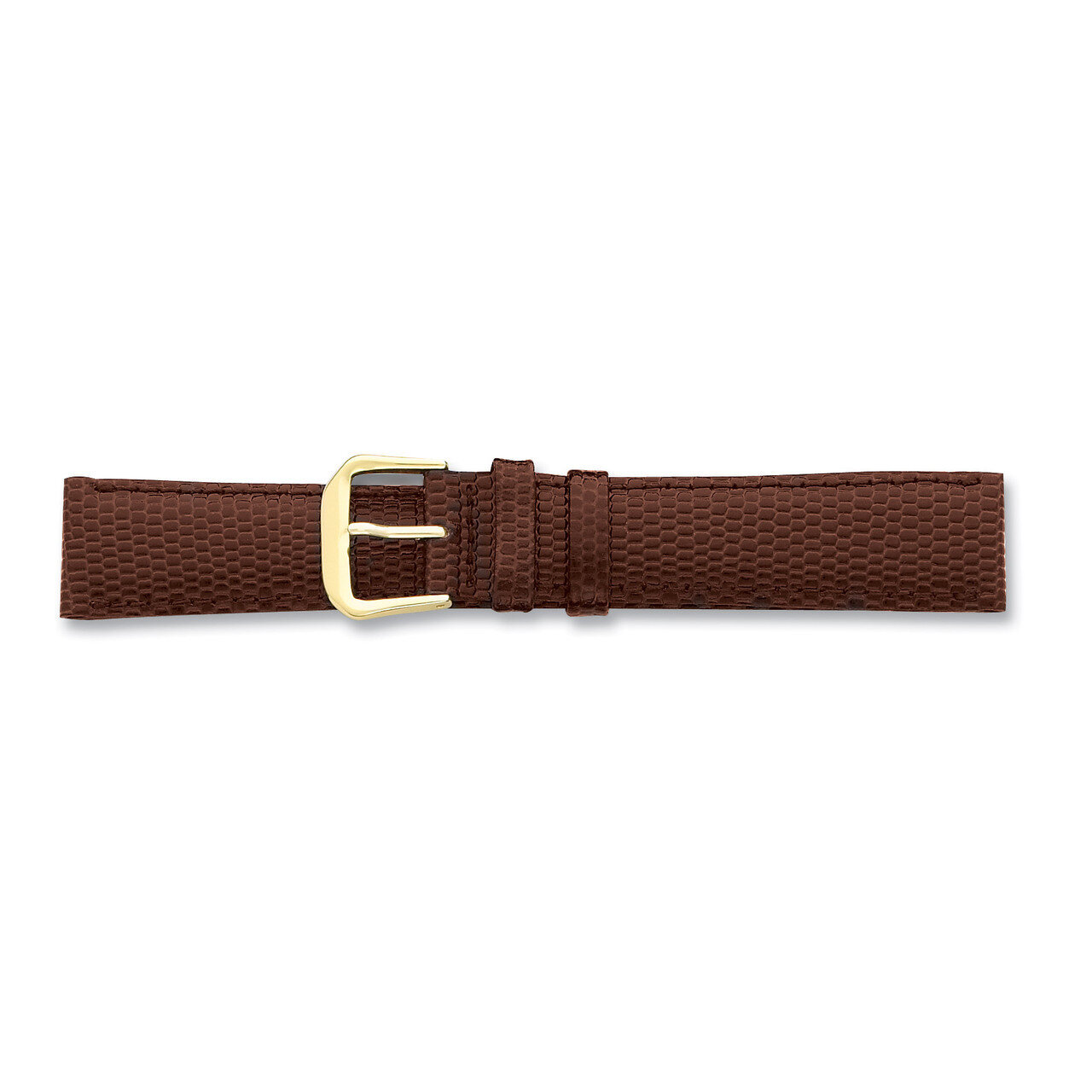 16mm Short Brown Lizard Grain Leather Buckle Watch Band 6.75 Inch Gold-tone BA16S-16, MPN: BA16S-16…