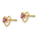 3mm Ruby Birthstone Heart Earrings - 14k Gold GK106 by Madi K, MPN: GK106, 883957027098