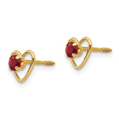3mm Garnet Birthstone Heart Earrings - 14k Gold GK100 by Madi K, MPN: GK100, 883957027036