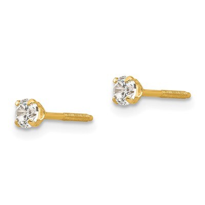 3mm white zircon Earrings - 14k Gold GK115 by Madi K, MPN: GK115, 883957027180