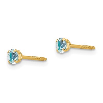 3mm Aquamarine Earrings - 14k Gold GK114 by Madi K, MPN: GK114, 883957027173