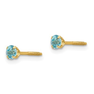 3mm Blue Zircon Earrings - 14k Gold GK123 by Madi K, MPN: GK123, 883957027241