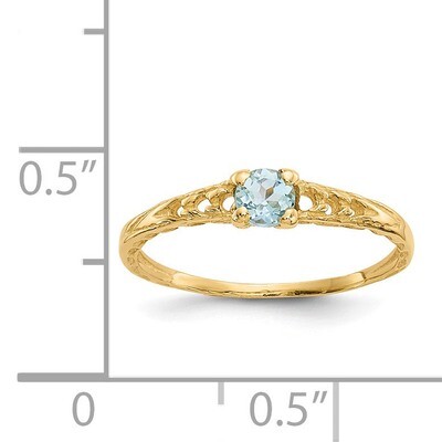 3mm Aquamarine Birthstone Baby Ring - 14k Gold GK126 by Madi K, MPN: GK126, 886774342382