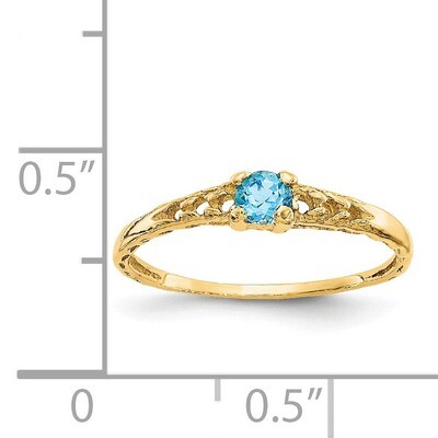 3mm Blue Zircon Birthstone Baby Ring - 14k Gold GK135 by Madi K, MPN: GK135, 886774342474