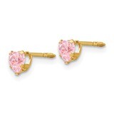 4mm Pink Synthetic Diamond Heart Earrings - 14k Gold GK144 by Madi K, MPN: GK144, 886774558486