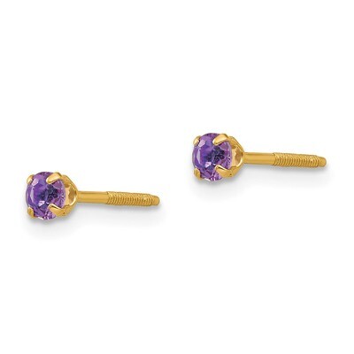 3mm Amethyst Birthstone Earrings - 14k Gold GK194 by Madi K, MPN: GK194, 883957457208