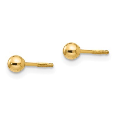 3mm Ball Screwback Earrings - 14k Gold GK241 by Madi K, MPN: GK241, 886774341927