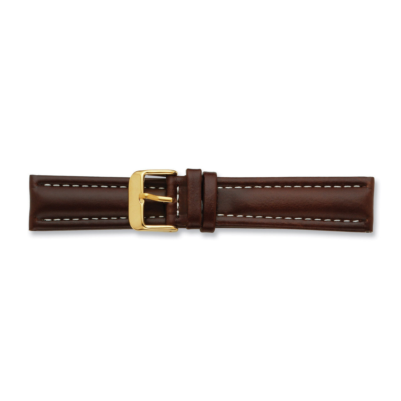 20mm Brown Oil Tanned Leather Buckle Watch Band 7.5 Inch Gold-tone BA193-20