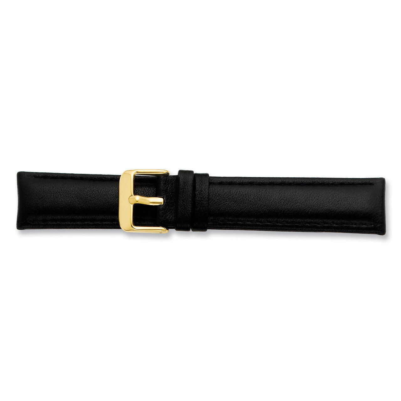 24mm Black Glove Leather Buckle Watch Band 7.75 Inch Gold-tone BA195-24, MPN: BA195-24, 886774143217