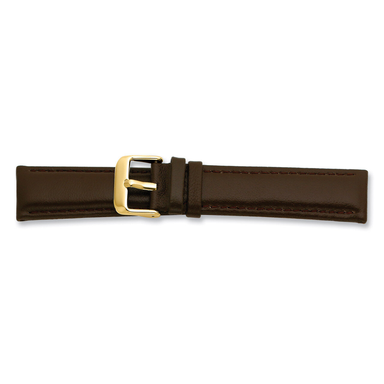 18mm Brown Glove Leather Buckle Watch Band 7.75 Inch Gold-tone BA196-18