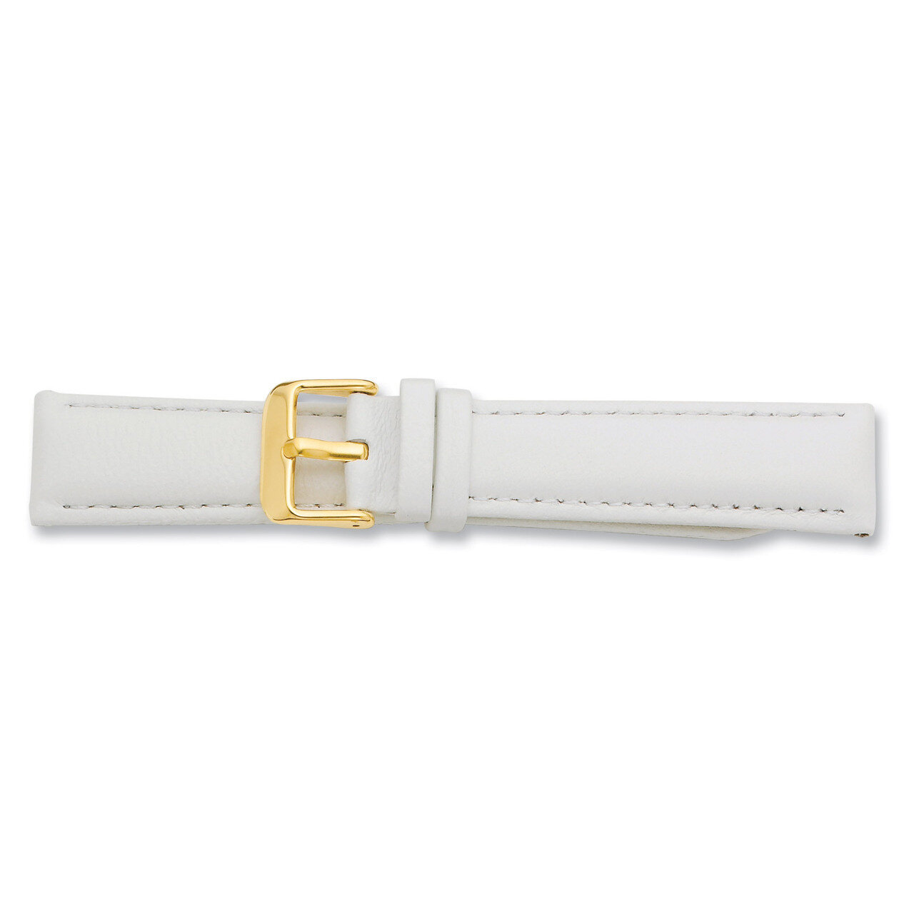 14mm White Glove Leather Buckle Watch Band 6.75 Inch Gold-tone BA197-14