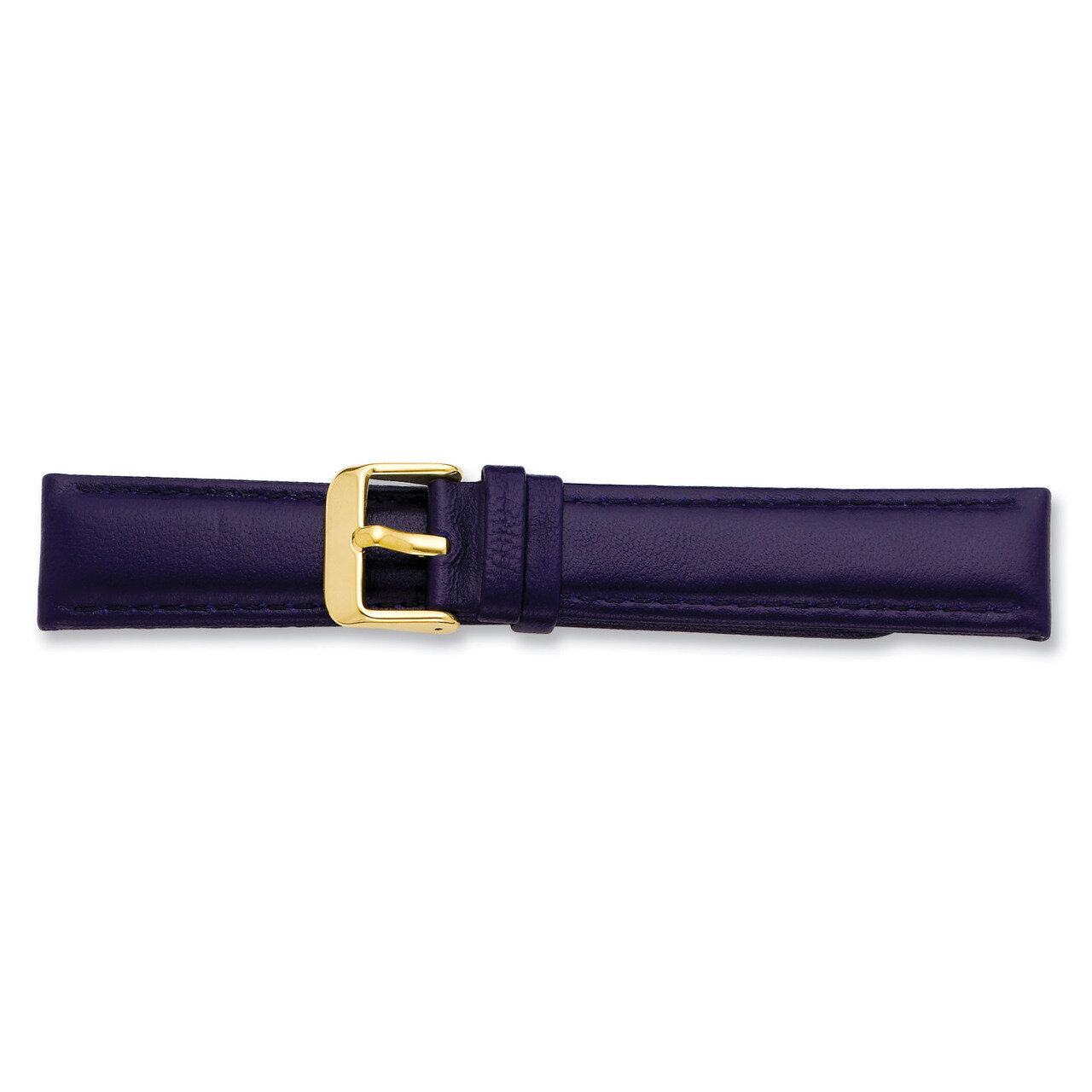16mm Navy Glove Leather Buckle Watch Band 7.75 Inch Gold-tone BA198-16