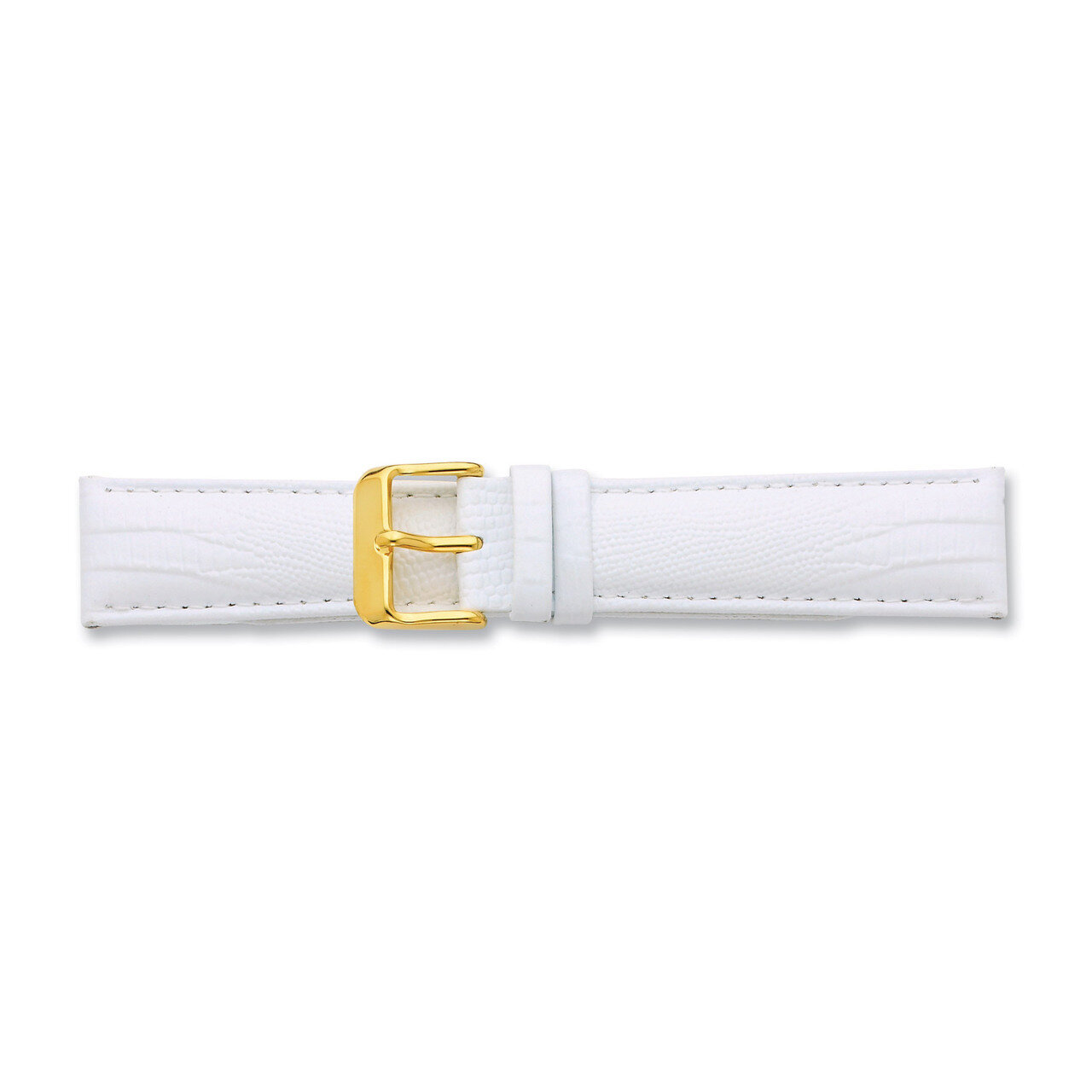 22mm White Teju Lizzard Grain Leather Buckle Watch Band 7.5 Inch Gold-tone BA203-22, MPN: BA203-22,…