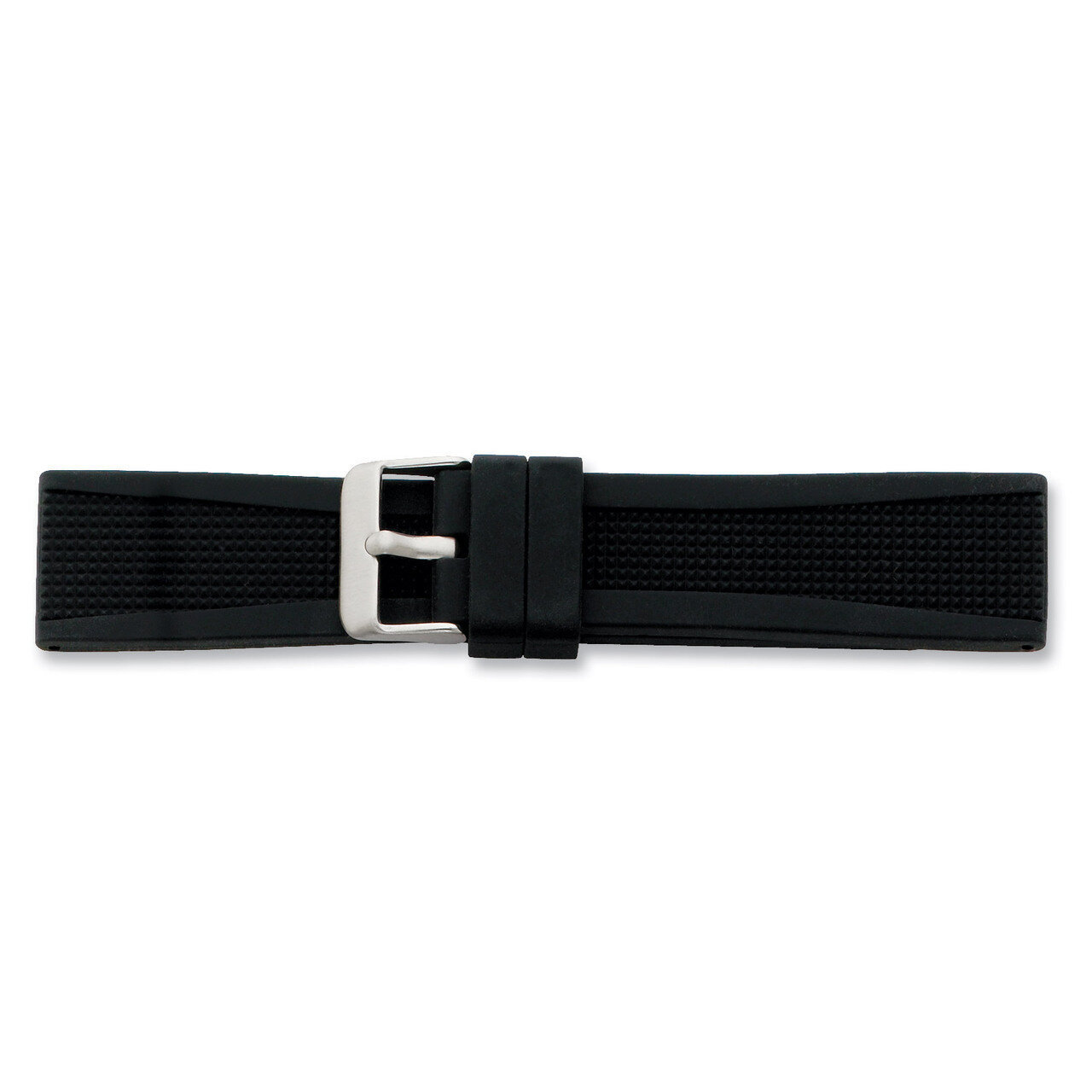 22mm Black Textured Silicone Rubber Watch Band Silver-tone Buckle BA216, MPN: BA216, 886774144351