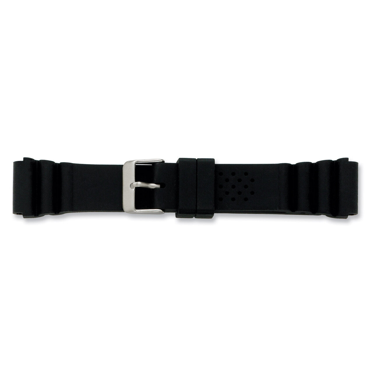 22mm Black Casio-Style Silicone Rubber Watch Band 8.5 Inch Silver-tone Buckle BA220-22, MPN: BA220-…
