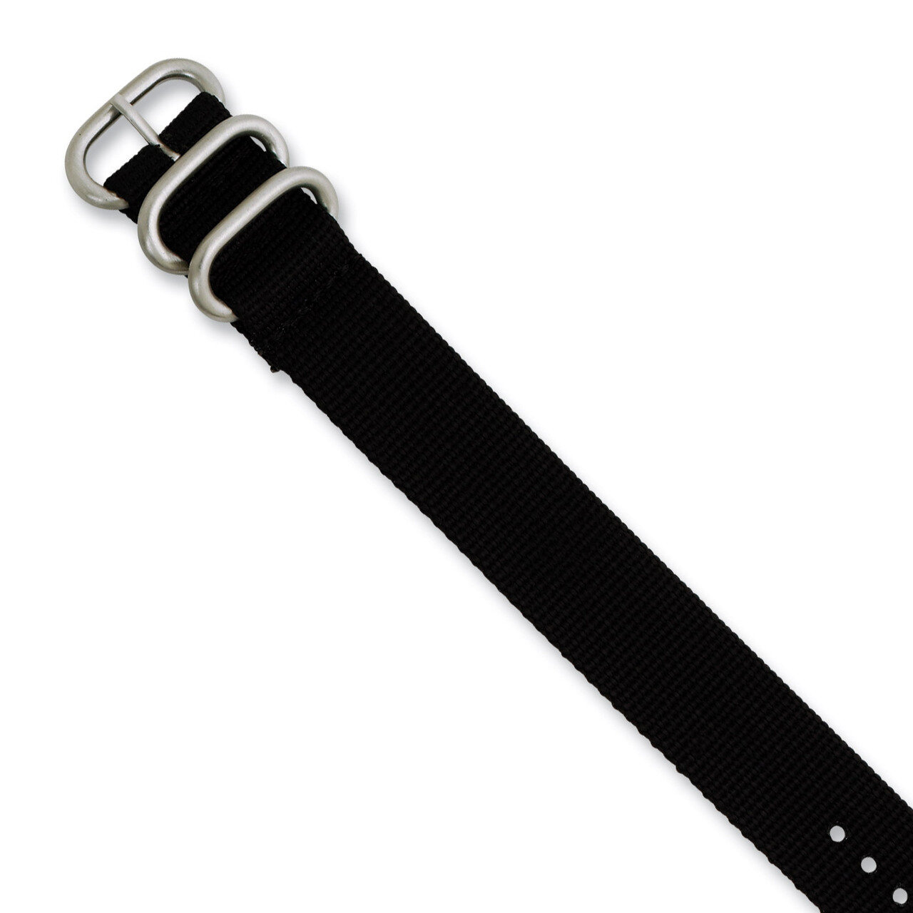 20mm Black Military-style Nylon Watch Band 10.5 Inch Silver-tone Buckle BA227-20