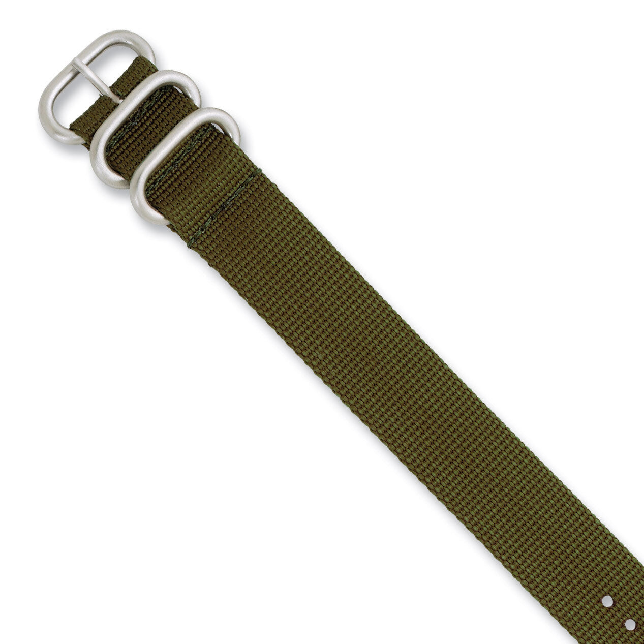 18mm Olive Military-style Nylon Watch Band 10.5 Inch Silver-tone Buckle BA229-18