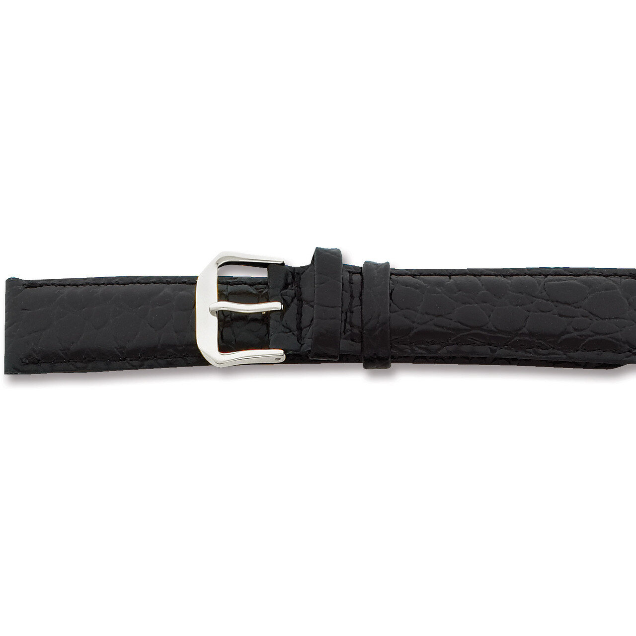 18mm Short Black Alligator Grain Leather Buckle Watch Band Gold-tone BA22S-18, MPN: BA22S-18, 60226…