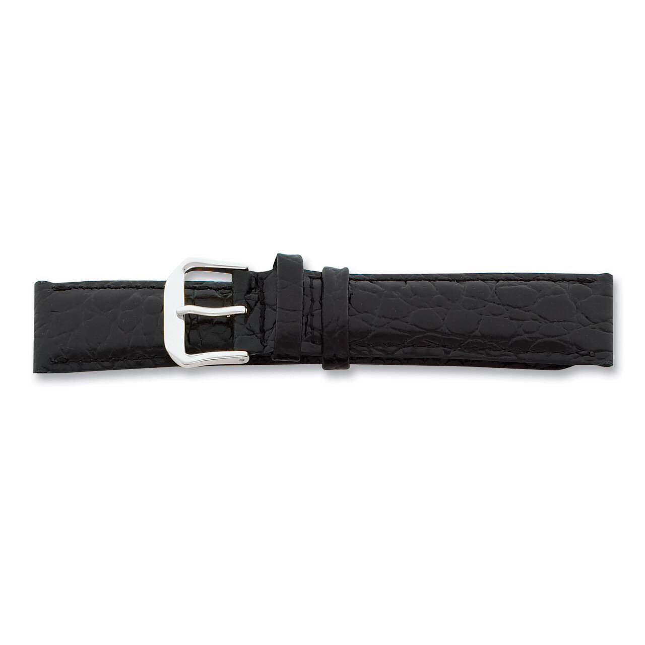 6mm Black Alligator Grain Leather Watch Band 6.75 Inch Silver-tone Buckle BA22W-6, MPN: BA22W-6, 88…