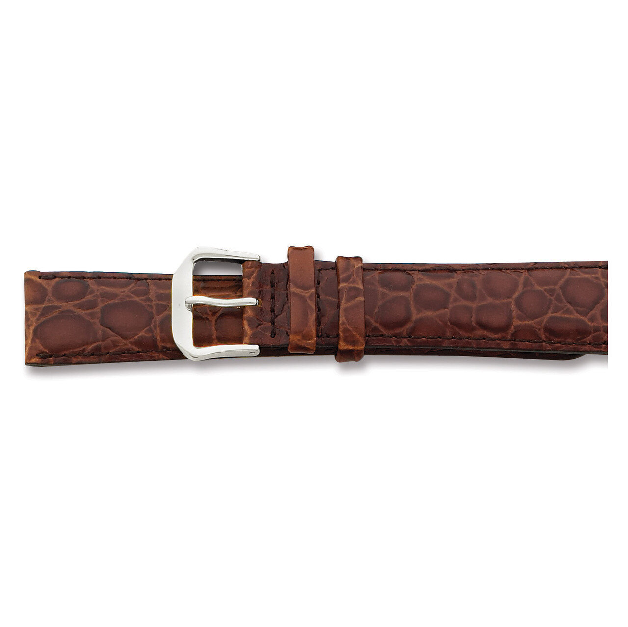 16mm Short Brown Alligator Grain Leather Buckle Watch Band Gold-tone BA23S-16, MPN: BA23S-16, 60226…