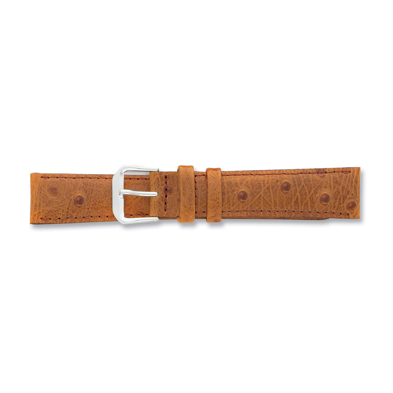 18mm Havana Ostrich Grain Leather Watch Band 7.5 Inch Silver-tone Buckle BAW12-18