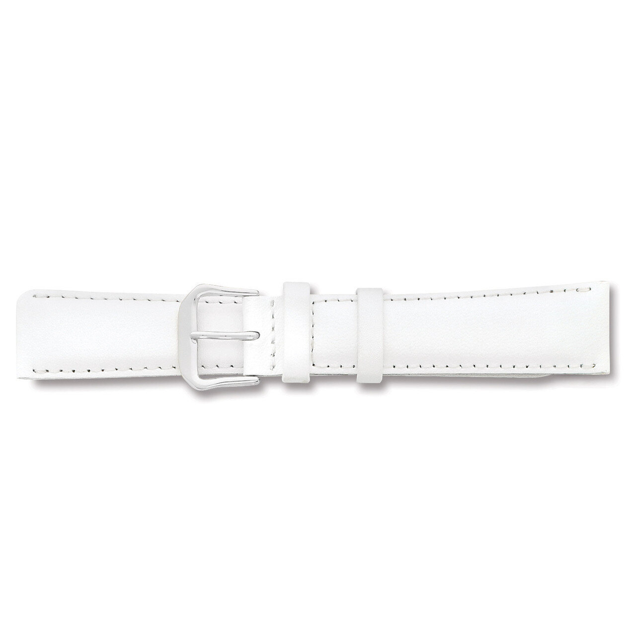 12mm White Smooth Leather Watch Band 6.75 Inch Silver-tone Buckle BAW123-12
