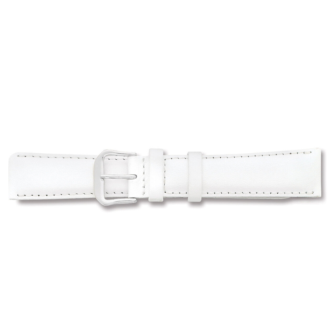 15mm White Smooth Leather Watch Band 7.5 Inch Silver-tone Buckle BAW123-15, MPN: BAW123-15, 6022696…