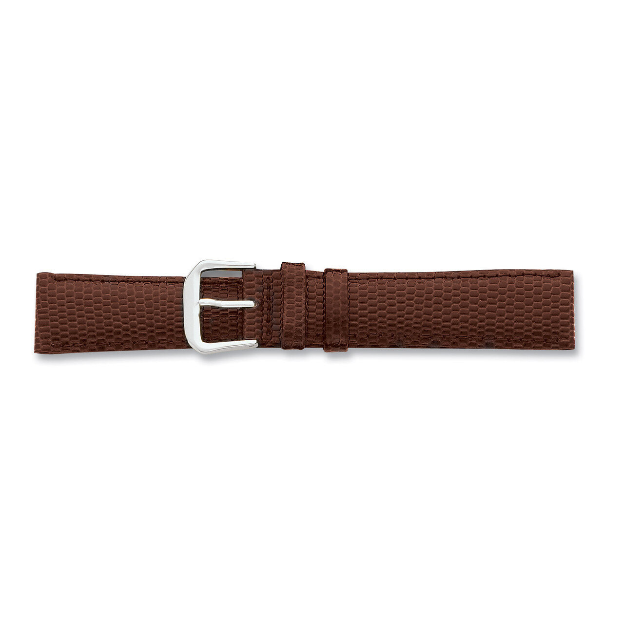 14mm Brown Lizard Grain Leather Watch Band 6.75 Inch Silver-tone Buckle BAW16-14