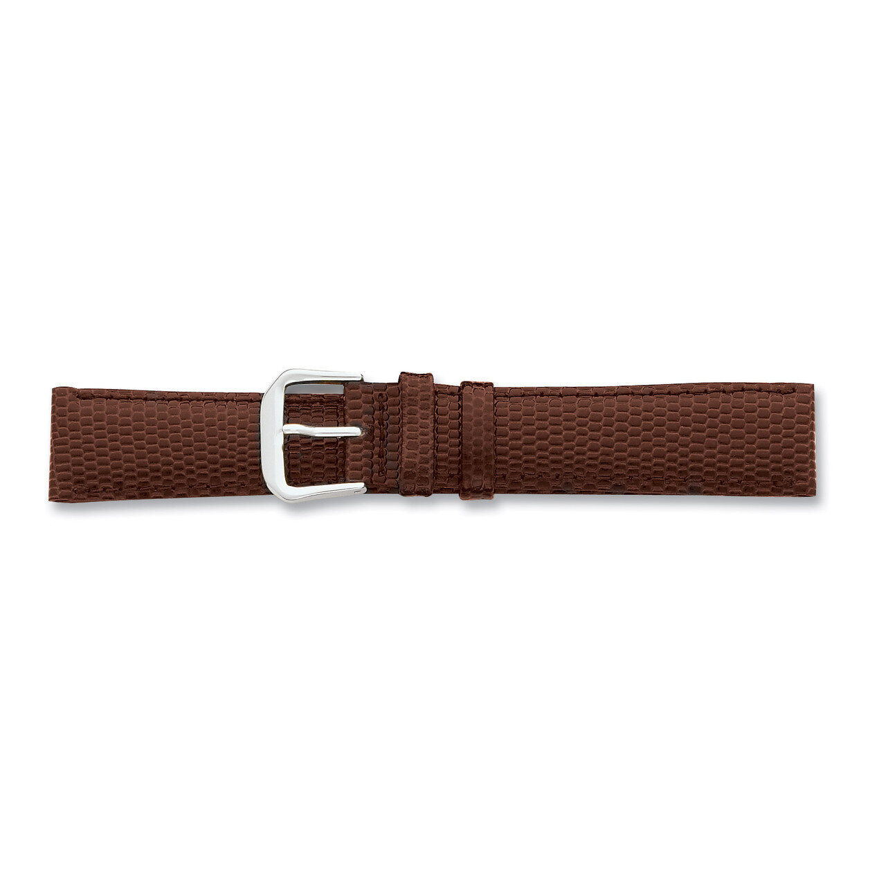 20mm Short Brown Lizard Grain Leather Watch Band 6.75 Inch Silver-tone Buckle BAW16S-20