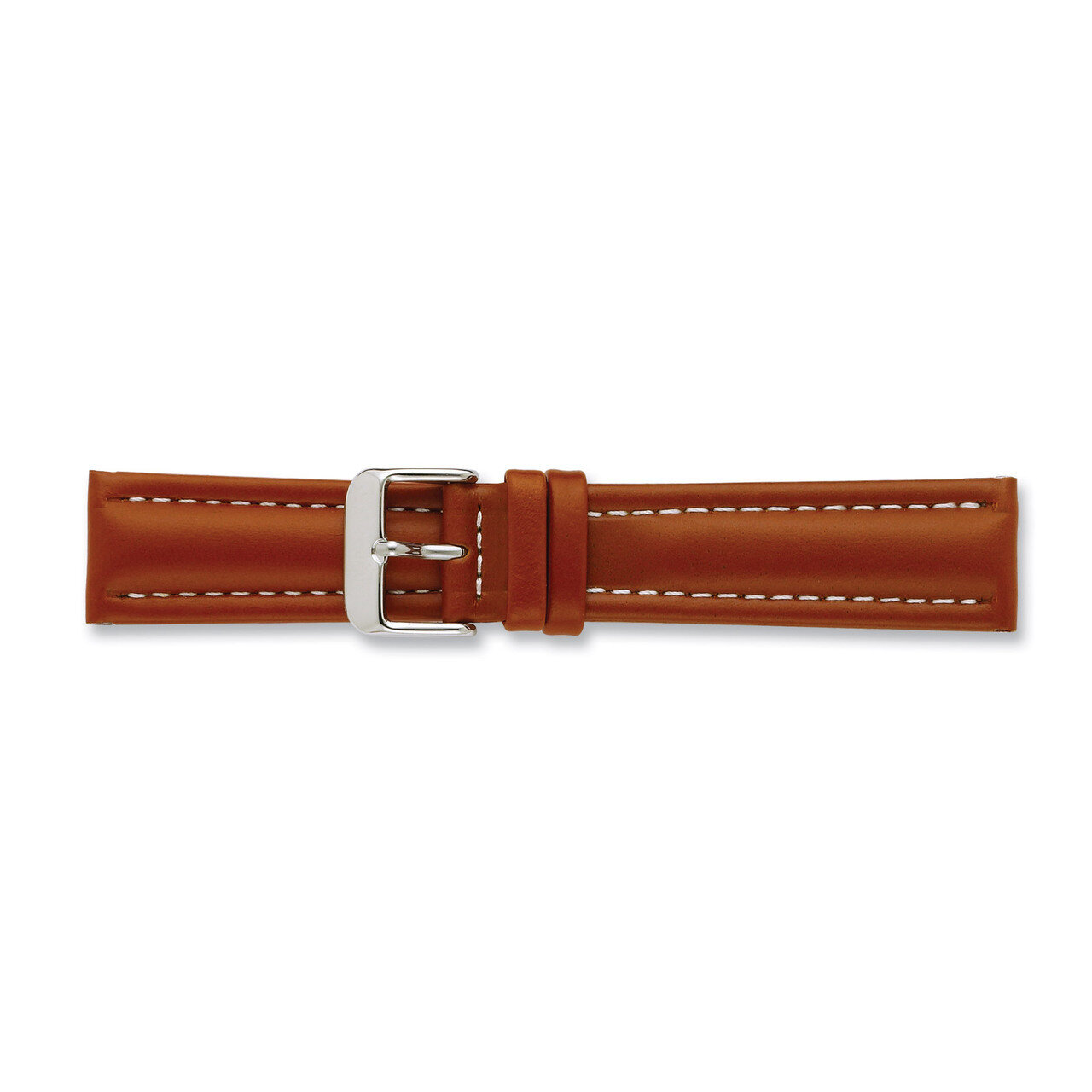 20mm Saddle Oil Tanned Leather Watch Band 7.5 Inch Silver-tone Buckle BAW194-20