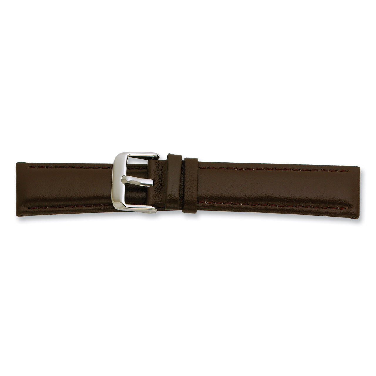 14mm Brown Glove Leather Watch Band 6.75 Inch Silver-tone Buckle BAW196-14