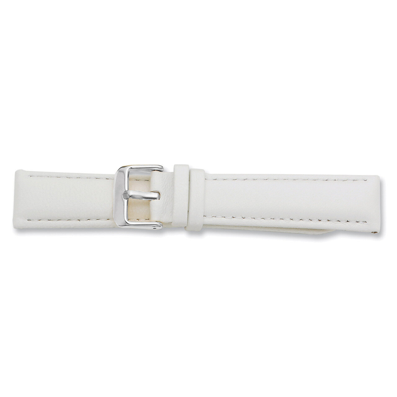 14mm White Glove Leather Watch Band 6.75 Inch Silver-tone Buckle BAW197-14