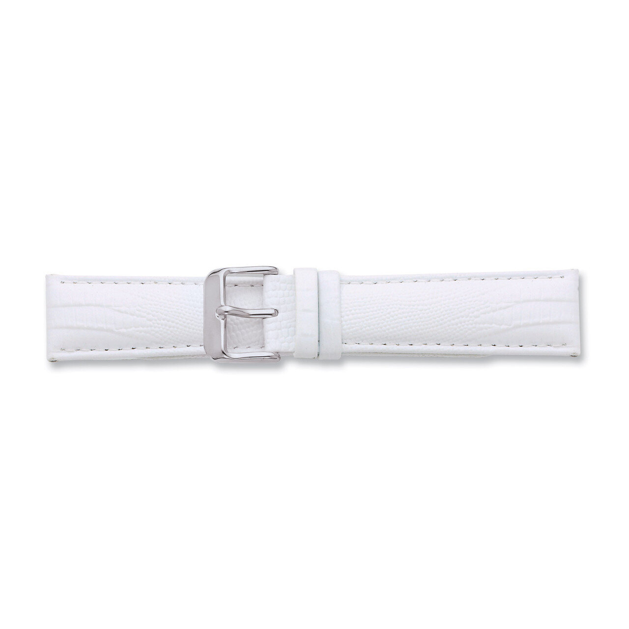 14mm White Teju Lizzard Grain Leather Watch Band 6.75 Inch Silver-tone Buckle BAW203-14, MPN: BAW20…