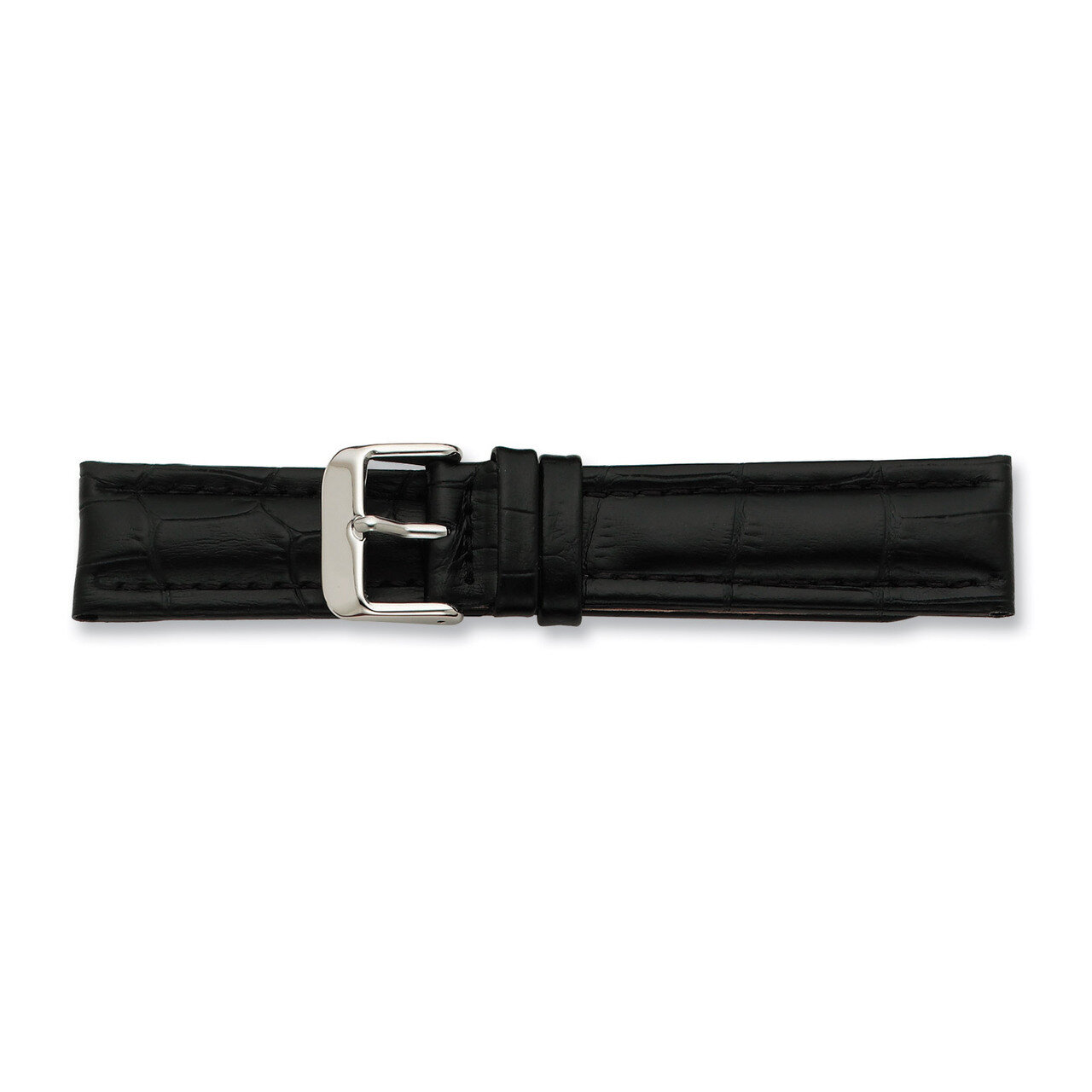 24mm Black Matte Alligator Grain Watch Band 7.5 Inch Silver-tone Buckle BAW208-24, MPN: BAW208-24, …