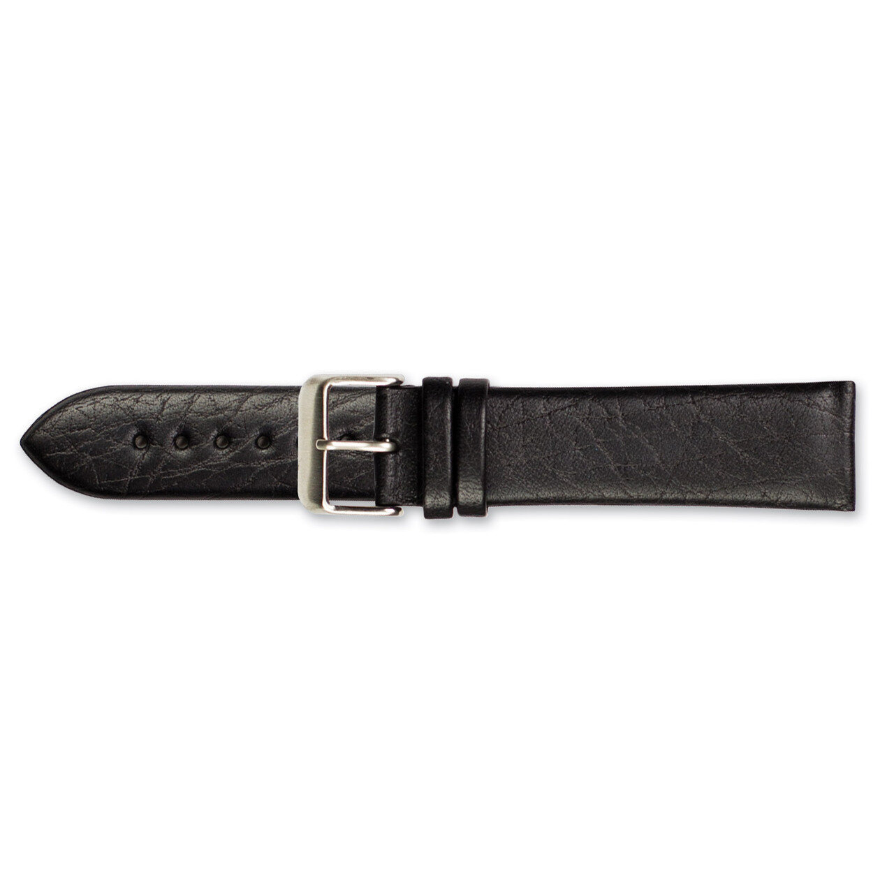 20mm Black Distrssed Leather Watch Band 7.75 Inch Silver-tone Buckle BAW319-20