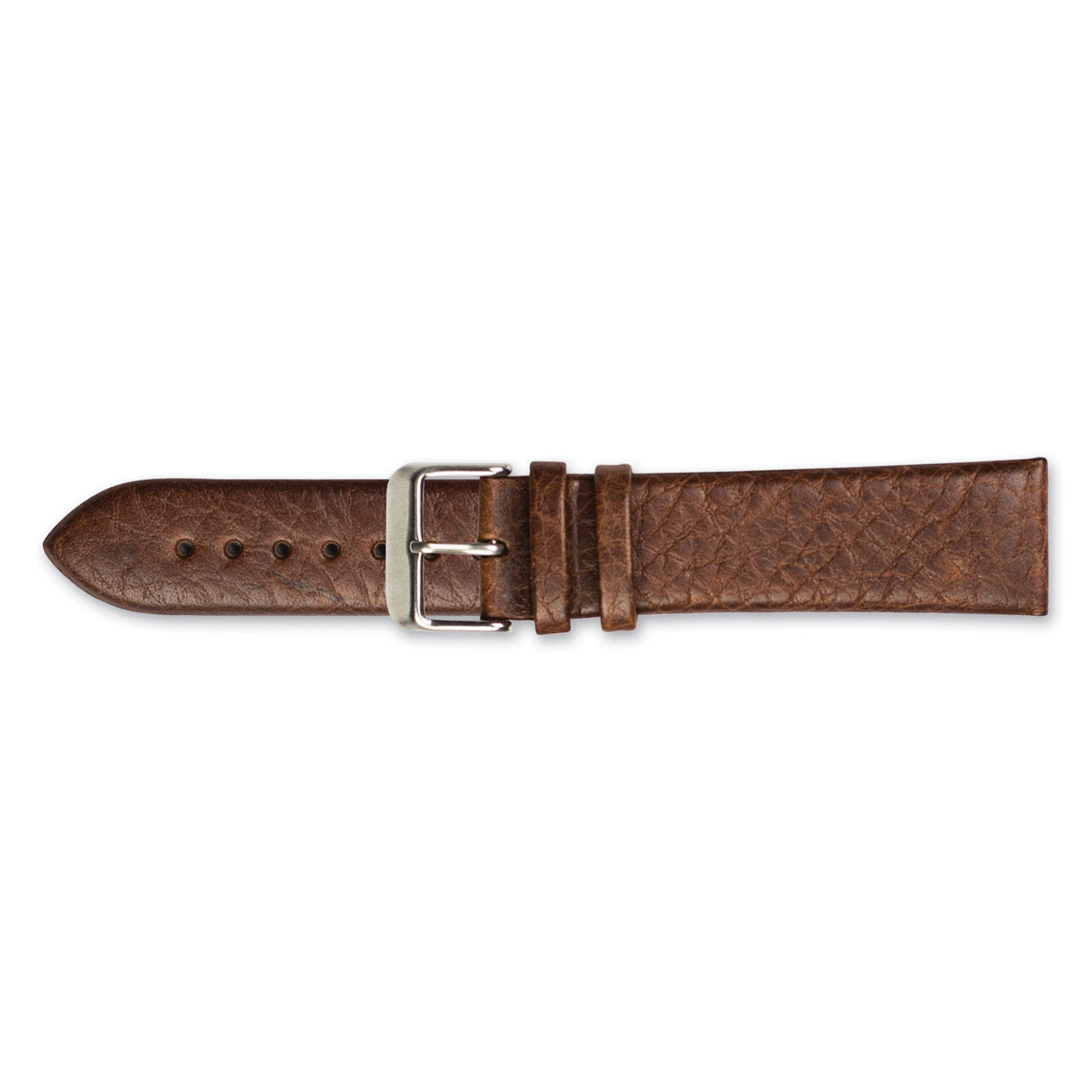 18mm Brown Distrssed Leather Watch Band 7.75 Inch Silver-tone Buckle BAW320-18
