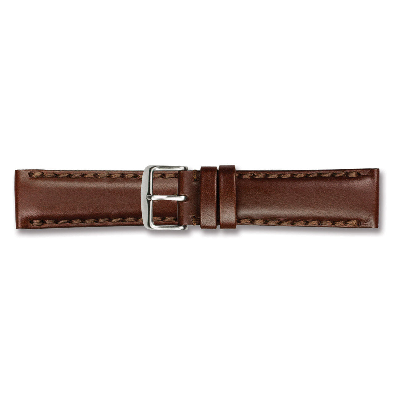 20mm Brown Oil Leather Watch Band 7.5 Inch Silver-tone Buckle BAW322-20