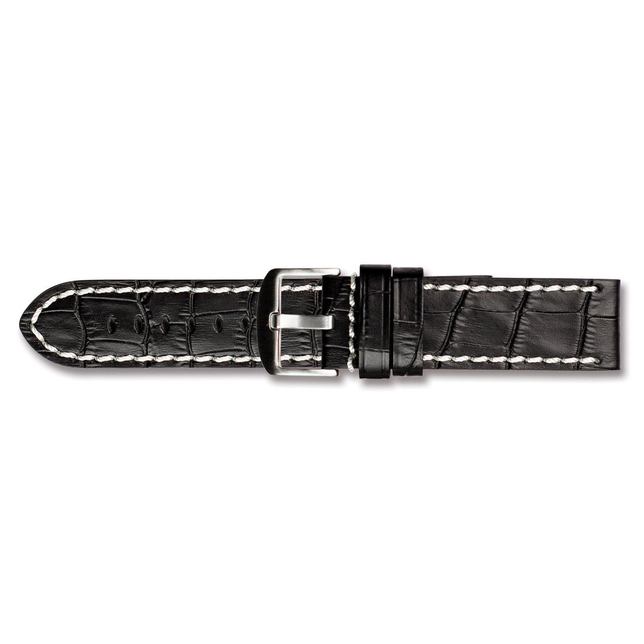18mm Black Matte Gator Grain Watch Band 8 Inch Silver-tone Buckle BAW323-18, MPN: BAW323-18, 602269…