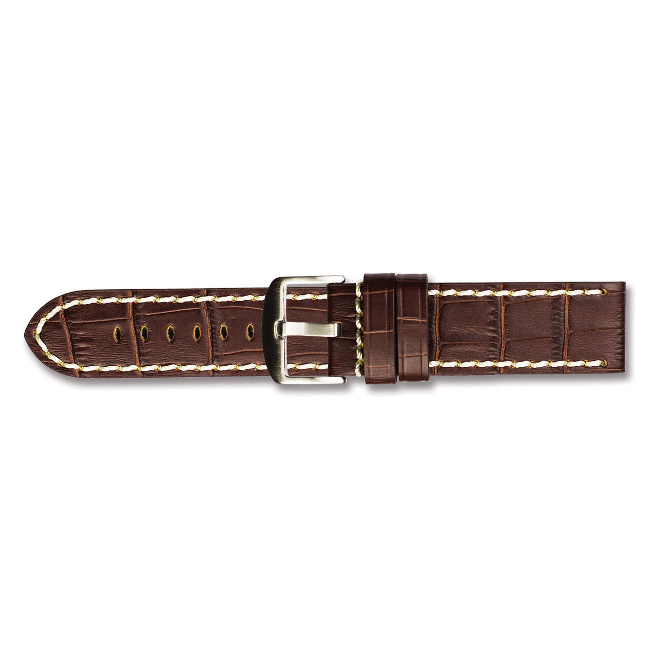 22mm Brown Matte Gator Grain Watch Band 8 Inch Silver-tone Buckle BAW324-22, MPN: BAW324-22, 602269…