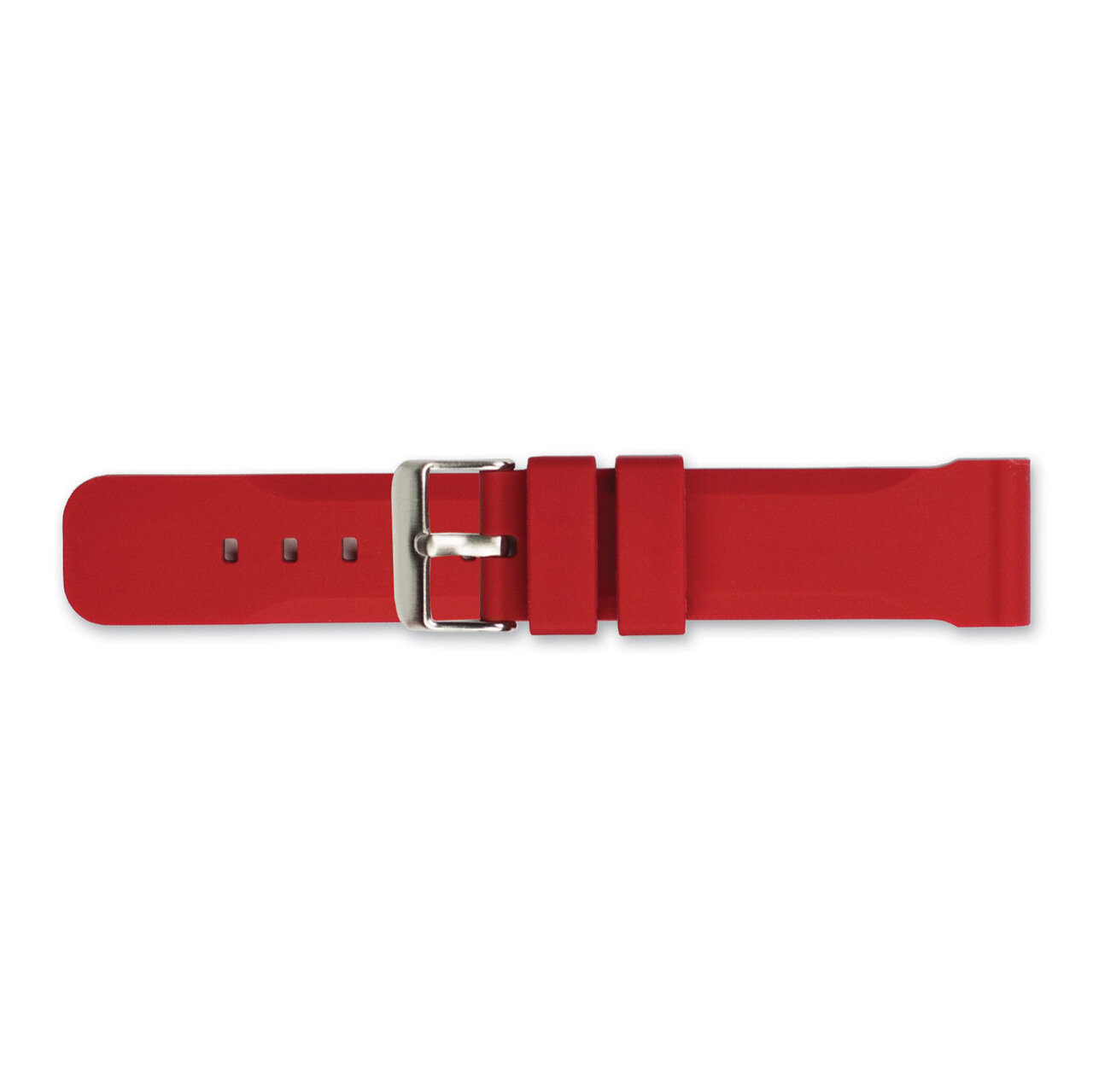22mm Red Silicone Rubber Watch Band 8 Inch Silver-tone Buckle BAW325-22